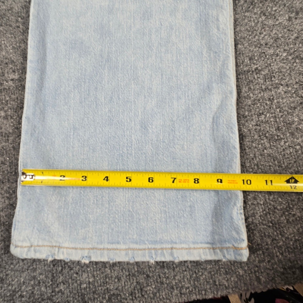 H&M Wide Leg Jeans Women Size 12 Light Blue High Waist Frayed Hem Y2K BOHO - Picture 13 of 13